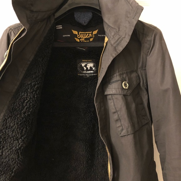 Superdry Winter Coat; Size Small; Hardly worn; charcoal/browny colour - Picture 2 of 6